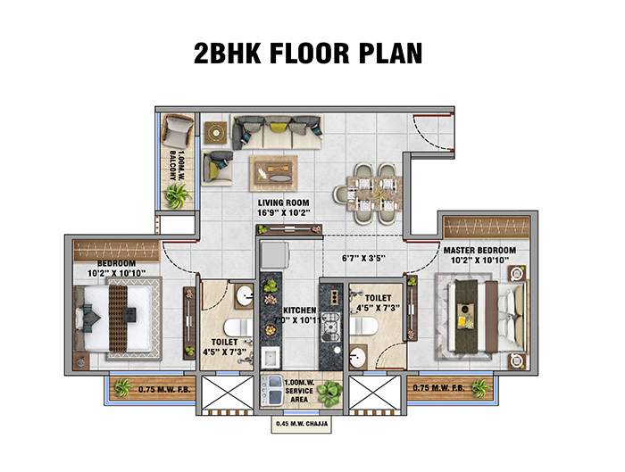 Nivasa Green City Floor Plan - 1 BHK Option 1