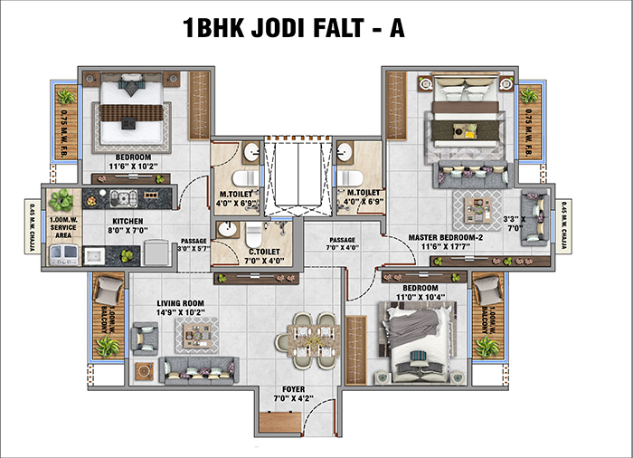 Nivasa Green City Floor Plan - 1 BHK Option 2